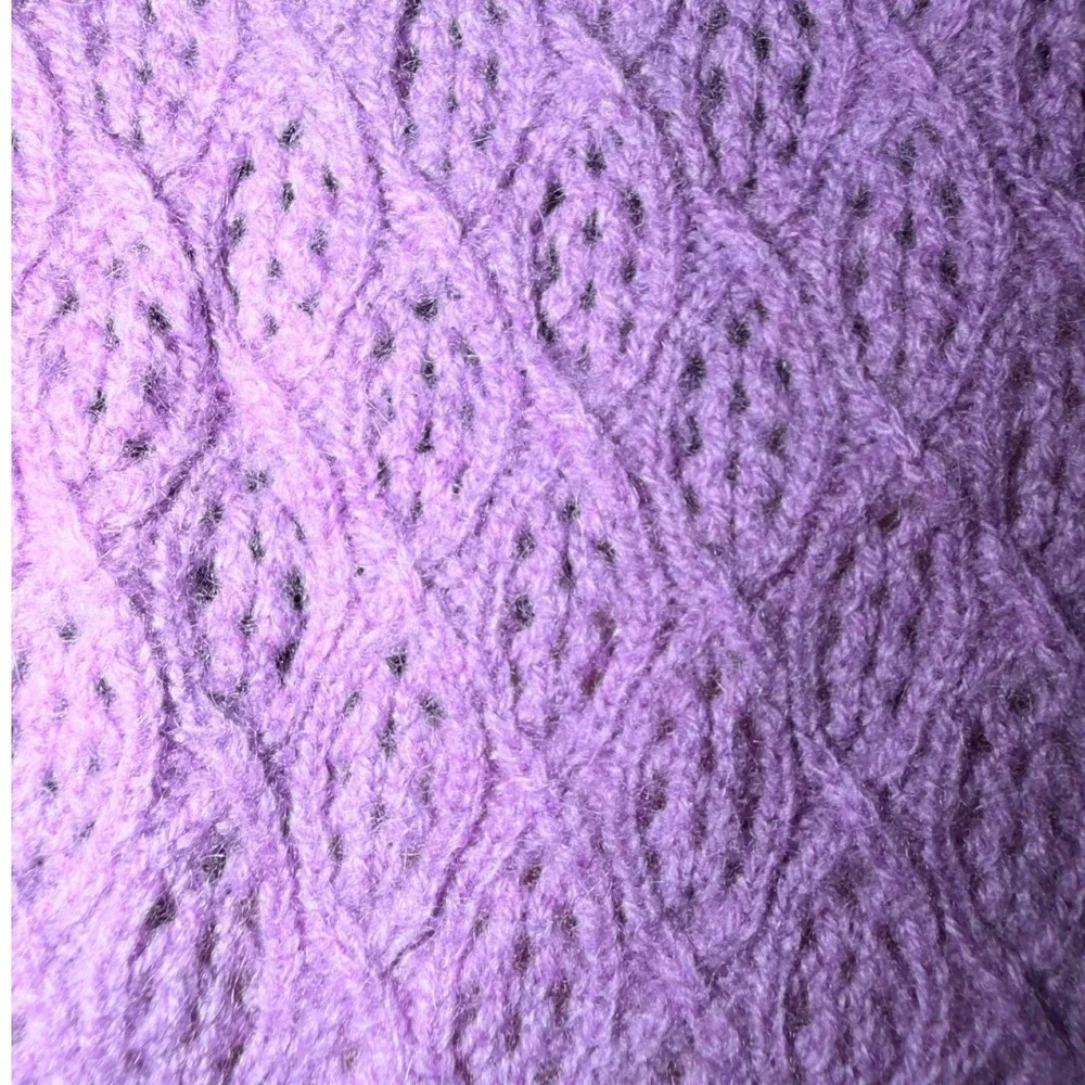 Christiane Celle Calypso Cashmere S Purple Open Cardigan Pointelle Knit Wrap Y2K